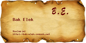 Bak Elek névjegykártya